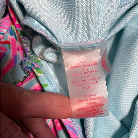 Lilly Pulitzer One-Piece Swimsuit Celestial Blue Huey Ruffle Size 16 - Picture 12 of 15